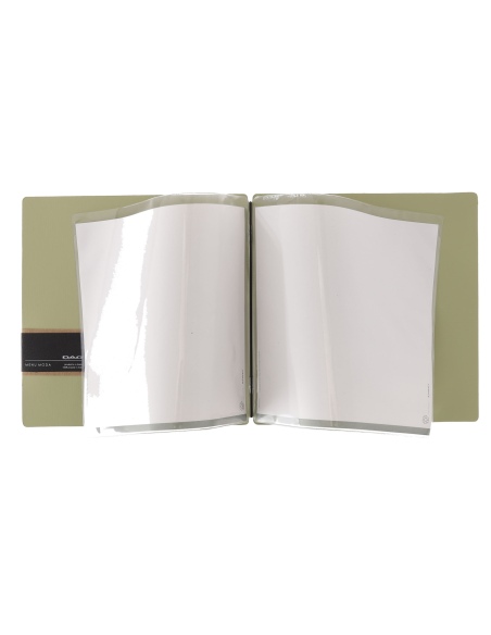 Porta Menu QUADRATO (23x23,1 cm) etichetta PATCH "menu" 2 buste (4 facciate) elastico nero CHEF SALVIA