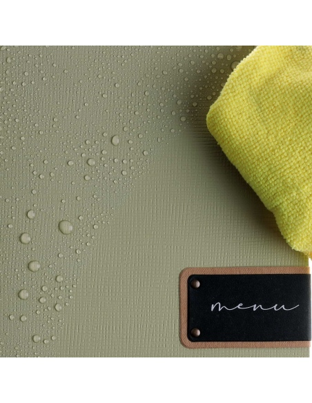 Porta Menu QUADRATO (23x23,1 cm) etichetta PATCH "menu" 2 buste (4 facciate) elastico nero CHEF SALVIA