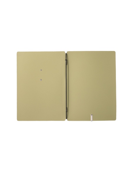 Porta Menu A5 (16,5x23,1 cm) etichetta METAL "menu" solo elastico nero CHEF SALVIA
