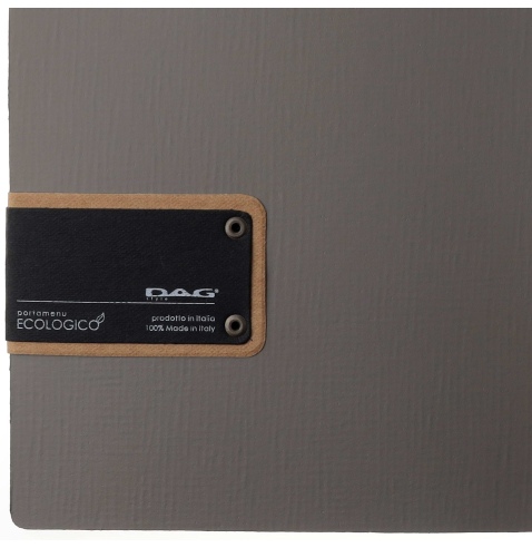 Porta Menu A4 SLIM (17,4x31,8 cm) etichetta PATCH "menu" 2 buste (4 facciate) elastico nero CHEF TORTORA