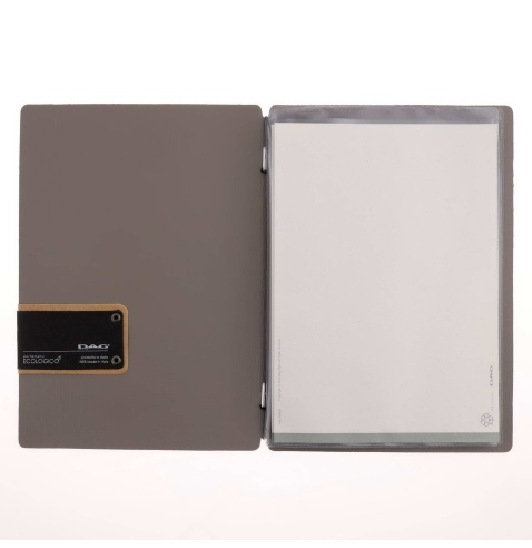 Porta Menu A5 (16,5x23,1 cm) etichetta PATCH "menu" 2 buste (4 facciate) elastico nero CHEF TORTORA