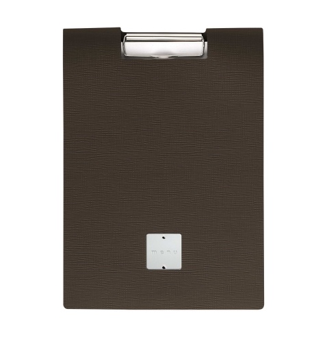 CITY MENU porta menu A4 etichetta METAL STANDARD "menu" molla ferma fogli CHEF MARRONE