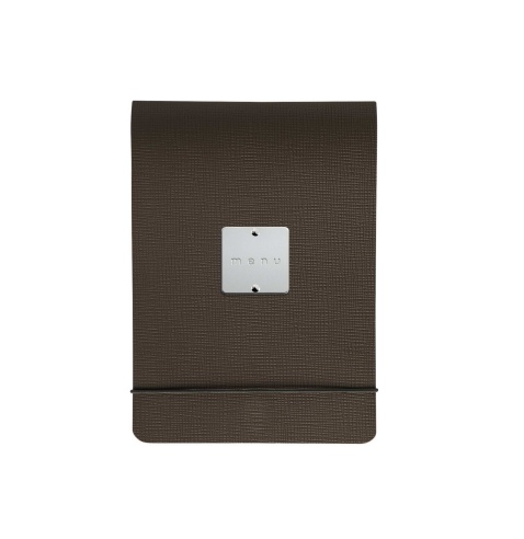 CITY MENU porta menu A5 etichetta METAL STANDARD "menu" molla ferma fogli CHEF MARRONE