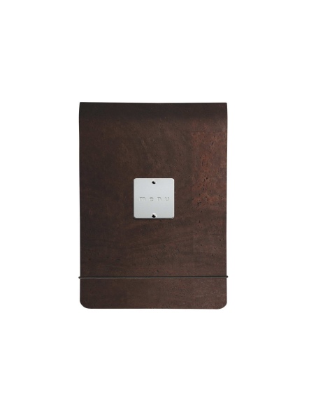 CITY MENU porta menu A5 etichetta METAL STANDARD "menu" molla ferma fogli SUGHERO MARRONE sp. 2.5