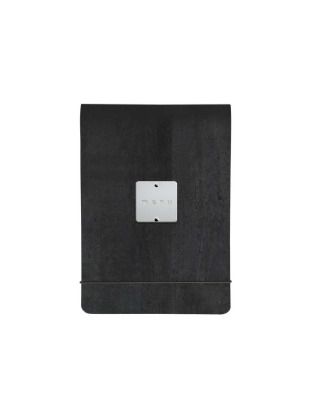 CITY MENU porta menu A5 etichetta METAL STANDARD "menu" molla ferma fogli SUGHERO NERO sp. 2.5