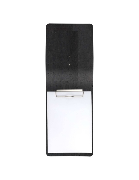 CITY MENU porta menu A5 etichetta METAL STANDARD "menu" molla ferma fogli SUGHERO NERO sp. 2.5
