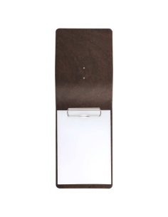 CITY MENU porta menu A5 etichetta METAL "personalizzata" (minimo 18 pezzi) molla ferma fogli SUGHERO MARRONE sp. 2.5 2
