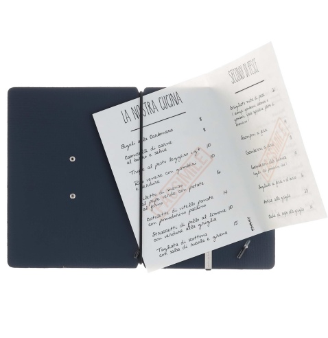 MINIMENU S-A6 porta menu CHEF BLU etichetta METAL STANDARD "menu"