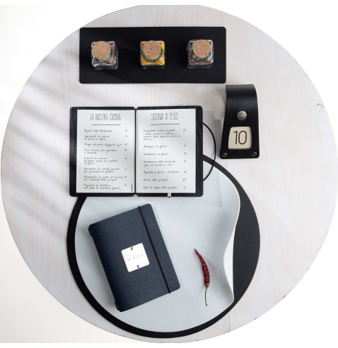 MINIMENU S-A6 porta menu CHEF BLU etichetta METAL STANDARD "menu"