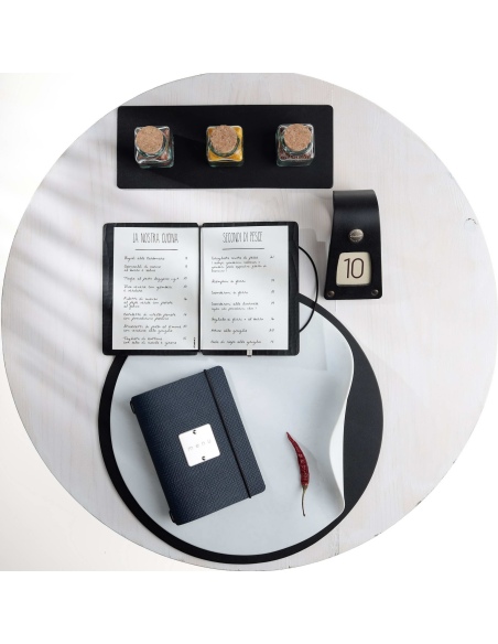 MINIMENU S-A6 porta menu CHEF BLU etichetta METAL STANDARD "menu"