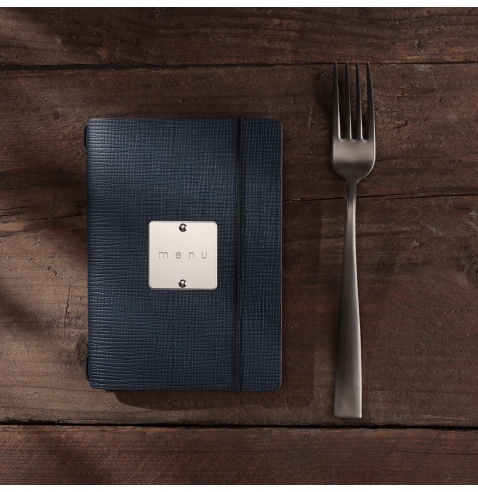MINIMENU S-A6 porta menu CHEF BLU etichetta METAL STANDARD "menu"