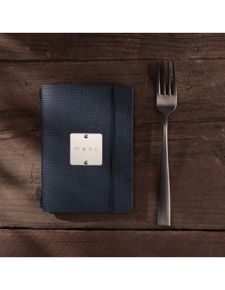 MINIMENU S-A6 porta menu CHEF BLU etichetta METAL STANDARD "menu"