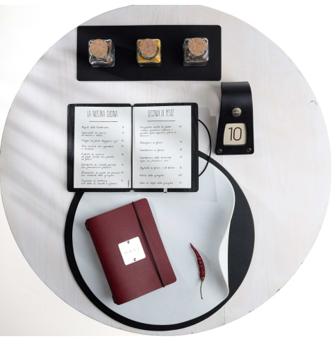 MINIMENU S-A6 porta menu CHEF BORDEAUX etichetta METAL STANDARD "menu"