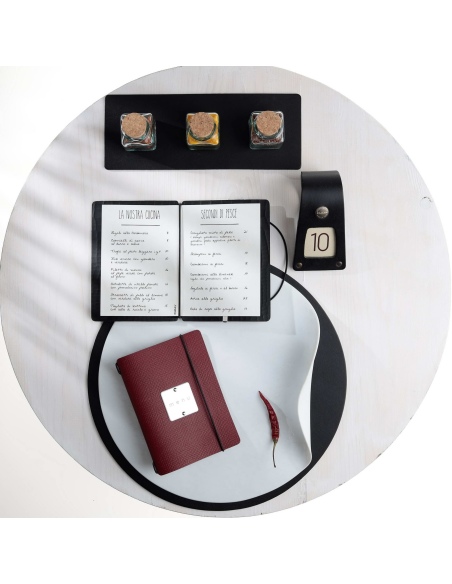 MINIMENU S-A6 porta menu CHEF BORDEAUX etichetta METAL STANDARD "menu"