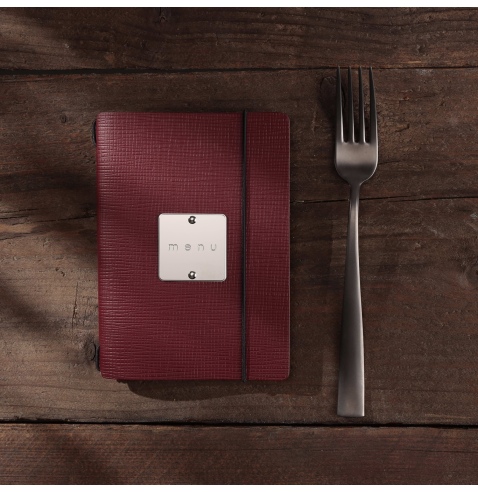 MINIMENU S-A6 porta menu CHEF BORDEAUX etichetta METAL STANDARD "menu"