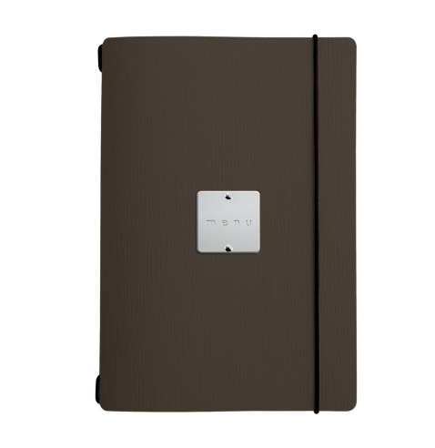 MINIMENU L-A5 porta menu CHEF MARRONE etichetta METAL STANDARD "menu"