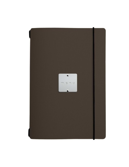 MINIMENU L-A5 porta menu CHEF MARRONE etichetta METAL STANDARD "menu"