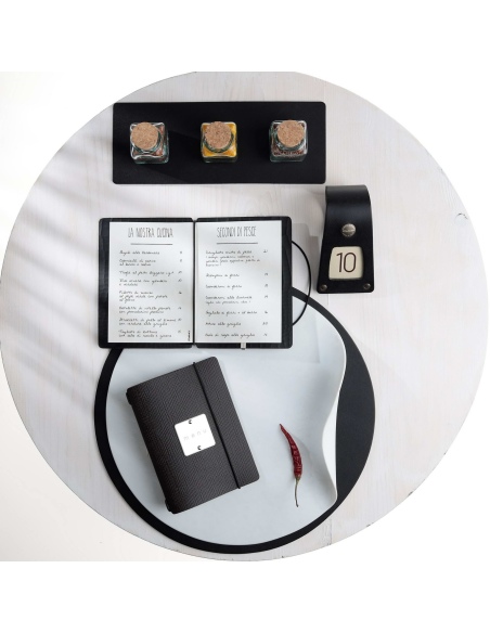 MINIMENU S-A6 porta menu CHEF MARRONE etichetta METAL STANDARD "menu"