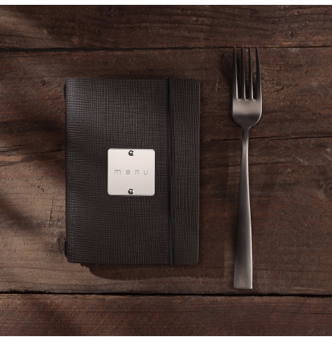 MINIMENU S-A6 porta menu CHEF MARRONE etichetta METAL STANDARD "menu"