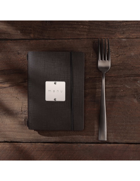 MINIMENU S-A6 porta menu CHEF MARRONE etichetta METAL STANDARD "menu"
