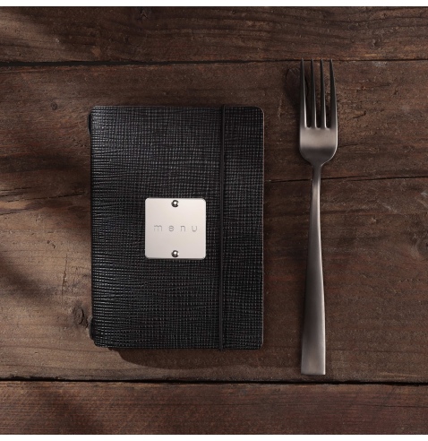 MINIMENU S-A6 porta menu CHEF NERO etichetta METAL STANDARD "menu"