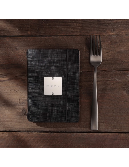 MINIMENU S-A6 porta menu CHEF NERO etichetta METAL STANDARD "menu"