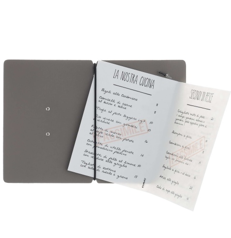 MINIMENU S-A6 porta menu CHEF TORTORA etichetta METAL STANDARD "menu"