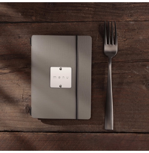 MINIMENU S-A6 porta menu CHEF TORTORA etichetta METAL STANDARD "menu"