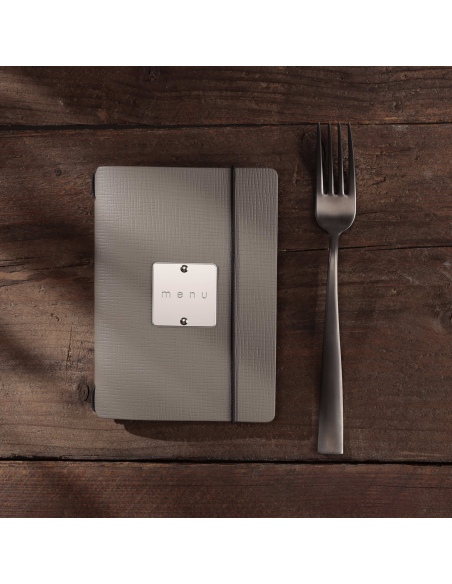 MINIMENU S-A6 porta menu CHEF TORTORA etichetta METAL STANDARD "menu"