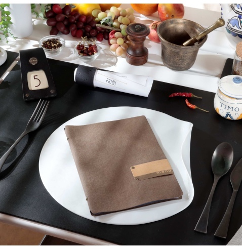 OUTLET - Porta menu in fibra di cellulosa - formato 16,5x23,1 cm (GOLFO) - colore marrone - 2 buste