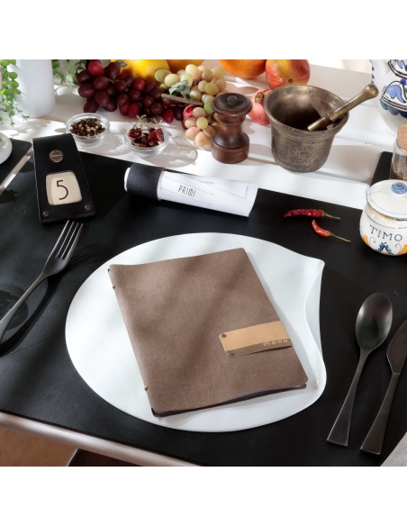 OUTLET - Porta menu in fibra di cellulosa - formato 16,5x23,1 cm (GOLFO) - colore marrone - 2 buste