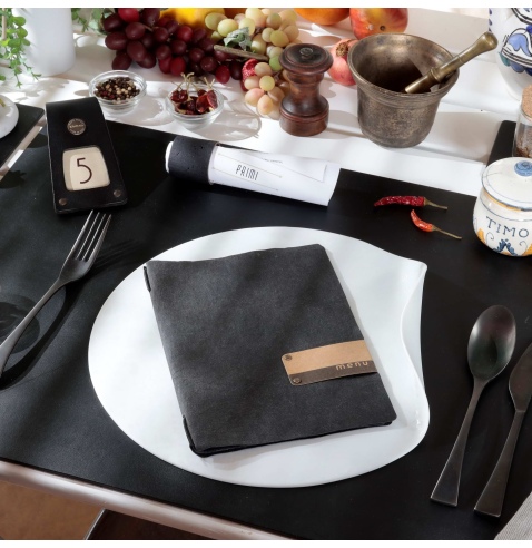 OUTLET - Porta menu in fibra di cellulosa - formato 16,5x23,1 cm (GOLFO) - colore nero - 2 buste
