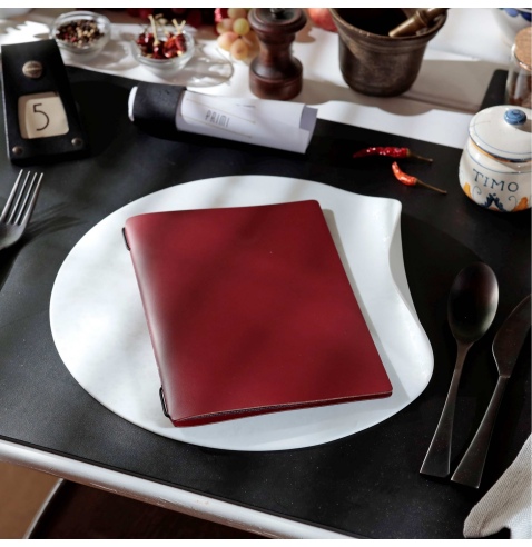 OUTLET - Porta menu in vera pelle rigenerata - formato 16,5x23,1 cm (GOLFO) - colore bordeaux - 2 buste