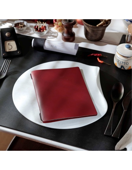 OUTLET - Porta menu in vera pelle rigenerata - formato 16,5x23,1 cm (GOLFO) - colore bordeaux - 2 buste