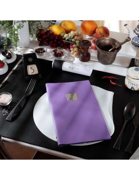 OUTLET - Porta menu in vera pelle rigenerata - formato 17,4x31,8 cm (4RE) - colore lilla - 2 buste