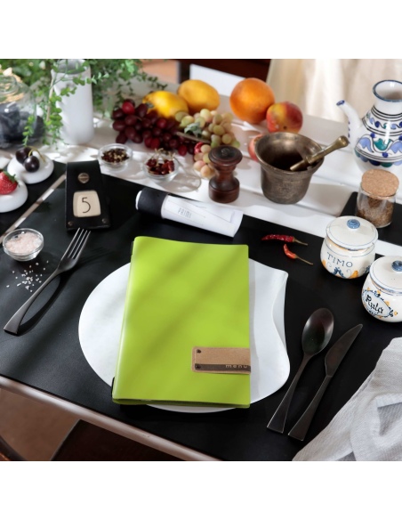 OUTLET - Porta menu in vera pelle rigenerata - formato 17,4x31,8 cm (4RE) - colore verde - 2 buste