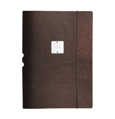 DESK PORTFOLIO cartelletta porta blocco etichetta METAL STANDARD "notes" SUGHERO MARRONE sp. 2.5