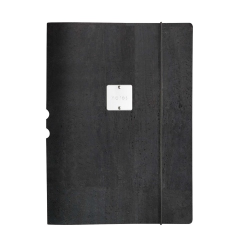 DESK PORTFOLIO cartelletta porta blocco etichetta METAL STANDARD "notes" SUGHERO NERO sp. 2.5