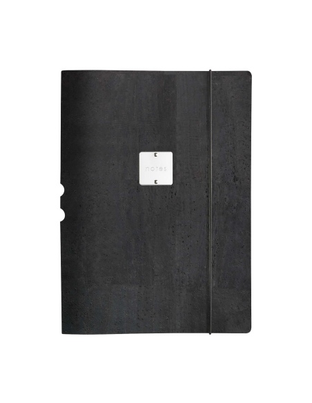 DESK PORTFOLIO cartelletta porta blocco etichetta METAL STANDARD "notes" SUGHERO NERO sp. 2.5