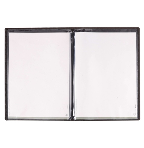 Porta Menu GOURMET A4 (23,2x32 cm) - 2 buste (4 facciate) elastico nero - scritta menu - colore NERO