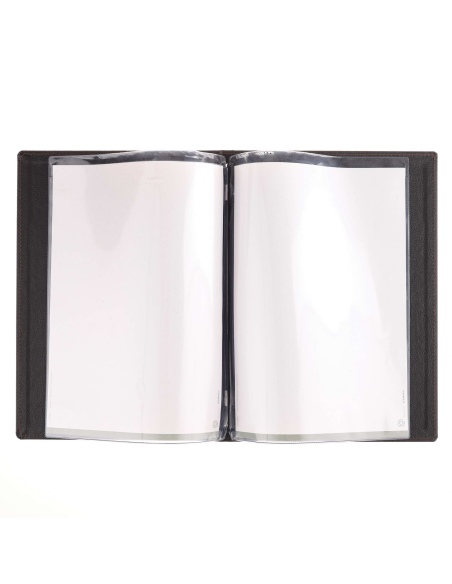 Porta Menu GOURMET A4 (23,2x32 cm) - 2 buste (4 facciate) elastico nero - scritta menu - colore NERO