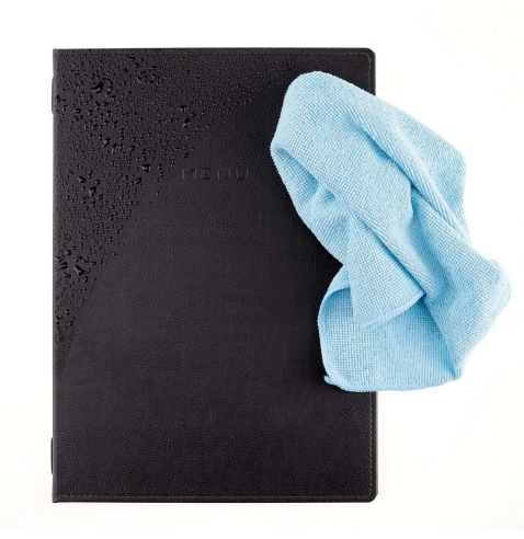 Porta Menu GOURMET A4 (23,2x32 cm) - solo elastico - scritta menu - colore NERO