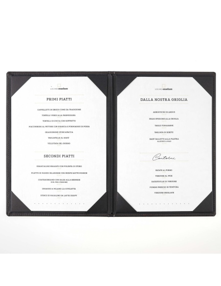 Porta Menu GOURMET A4 (23,2x32 cm) - cornicetta (4 facciate) - scritta menu - colore NERO