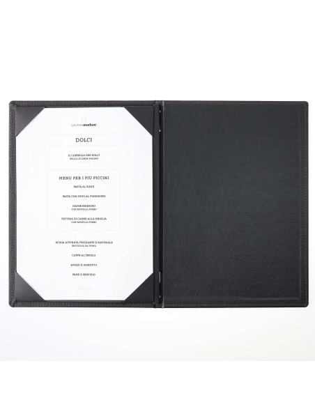 Porta Menu GOURMET A4 (23,2x32 cm) - cornicetta (4 facciate) - scritta menu - colore NERO