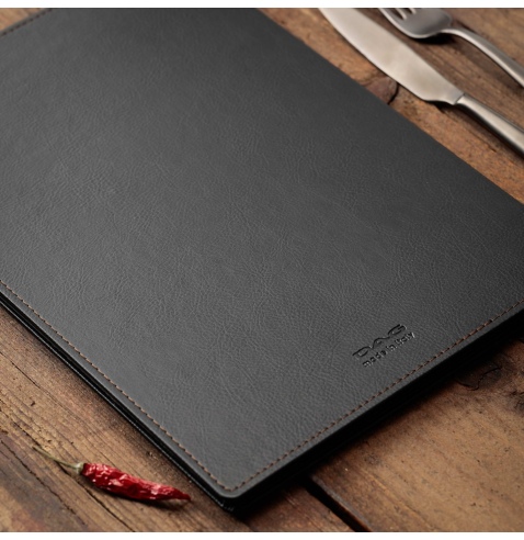 Porta Menu GOURMET A4 (23,2x32 cm) - cornicetta (4 facciate) - scritta menu - colore NERO