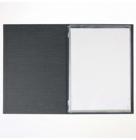 Porta Menu ITALY A4 (23,2x32 cm) - 2 buste (4 facciate) elastico nero - scritta menu - colore GRIGIO