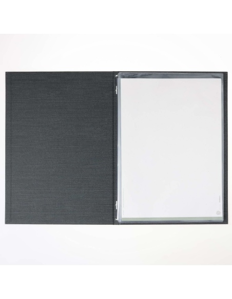 Porta Menu ITALY A4 (23,2x32 cm) - 2 buste (4 facciate) elastico nero - scritta menu - colore GRIGIO
