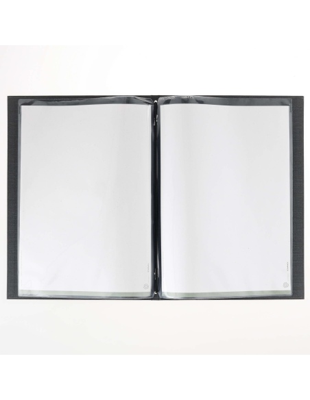 Porta Menu ITALY A4 (23,2x32 cm) - 2 buste (4 facciate) elastico nero - scritta menu - colore GRIGIO