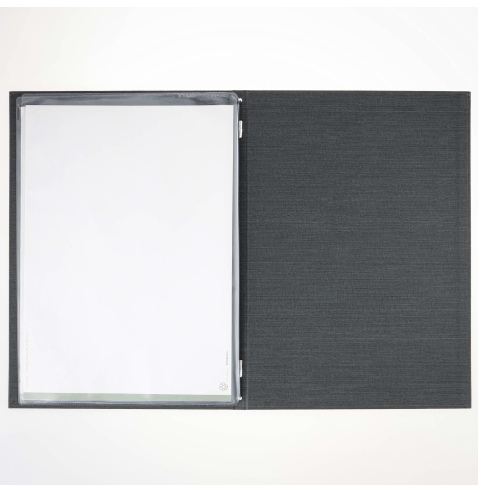 Porta Menu ITALY A4 (23,2x32 cm) - 2 buste (4 facciate) elastico nero - scritta menu - colore GRIGIO