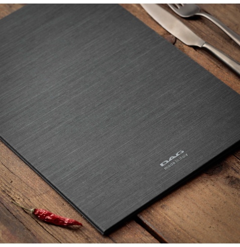 Porta Menu ITALY A4 (23,2x32 cm) - 2 buste (4 facciate) elastico nero - scritta menu - colore GRIGIO